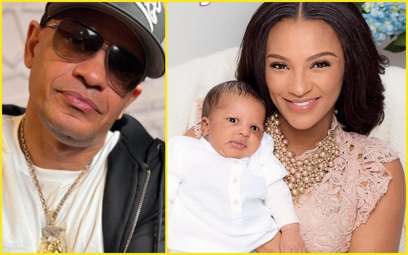 Kaz with his parents Tara Wallace and Peter Gunz during a family celebration